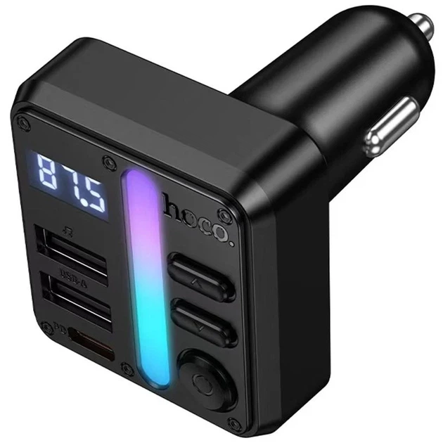 АЗУ FM модулятор Hoco E89 Libre 45W 2xUSB 2xType-C пластик черный 72x44x47 мм - изображение 4