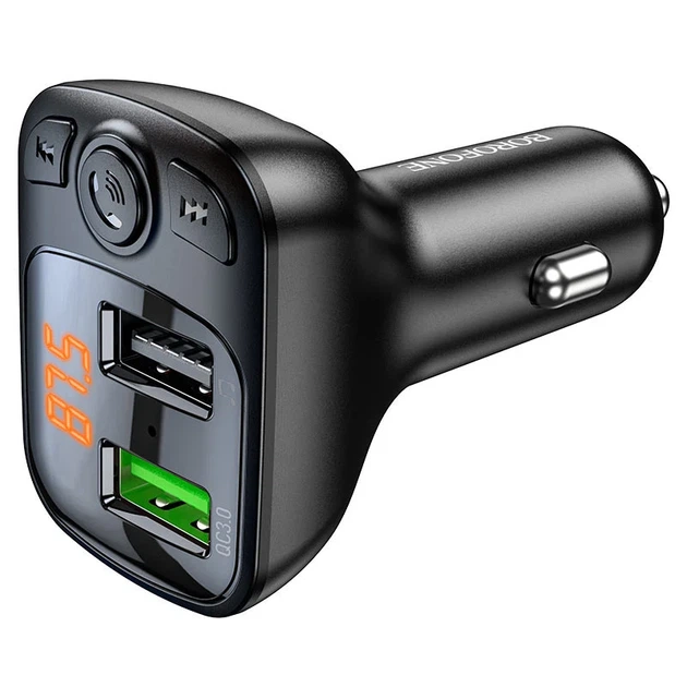 FM модулятор Borofone BC41 QC3.0 2USB-A ABS-пластик черный - изображение 4