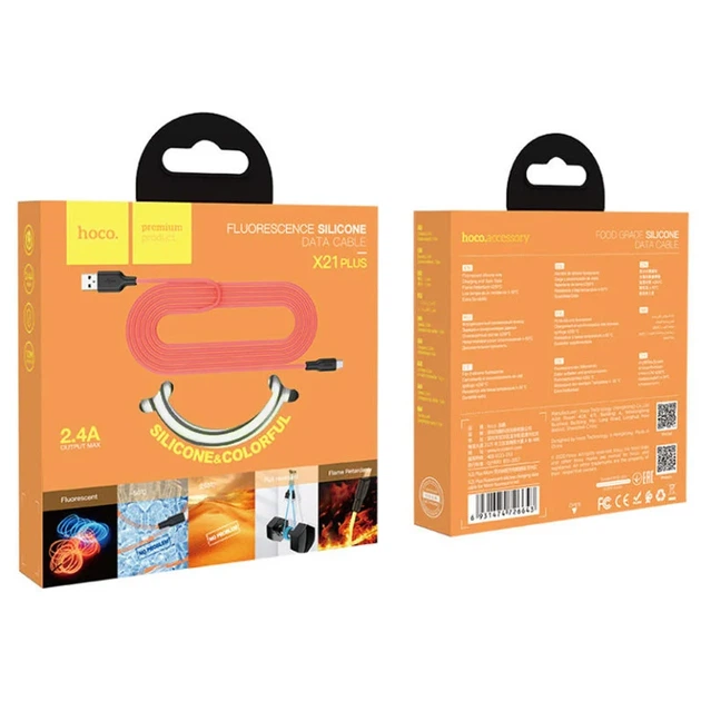Дата кабель Hoco X21 Plus 2 м USB to Lightning силіконовий чорний/білий - Фото 5 Дата кабель Hoco X21 Plus 2 м USB to Lightning силіконовий чорний/білий - зображення 5
