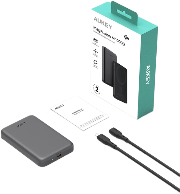 Powerbank AUKEY PB-MS08 MagFusion M 10000 mAh 20W Black (689323790760) - obraz 2