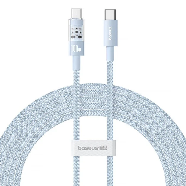 Дата кабель Type-C to Type-C 100W Baseus Gem плетений 1м Galaxy Blue - Фото 1 Дата кабель Type-C to Type-C 100W Baseus Gem плетений 1м Galaxy Blue - зображення 1