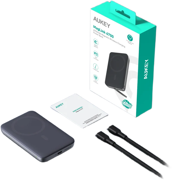 Powerbank AUKEY PB-MS05 MagFusion 6700 mAh 20W Grey (689323790296) - obraz 2