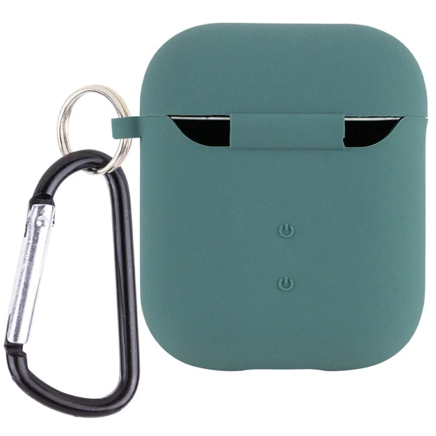 Силиконовый чехол для AirPods 1/2 ударопрочный микрофибра зеленый Pine Green - Фото 2 Силиконовый чехол для AirPods 1/2 ударопрочный микрофибра зеленый Pine Green - изображение 2