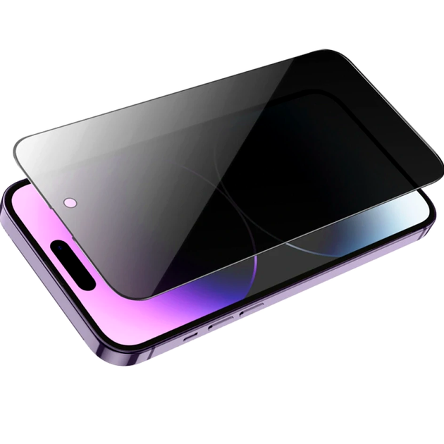 Защитное стекло Hoco Guardian для iPhone 15 и 16 черное противоударное с фильтром конфиденциальности и анти-отпечатками - изображение 3