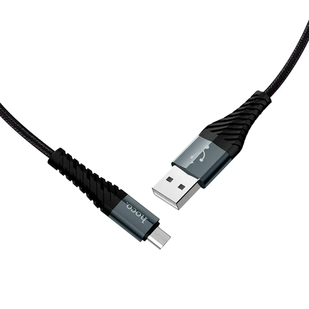 Кабель Hoco X38 Micro USB для заряджання та передавання даних міцний обплетений 1 м чорний 2.4А - Фото 1 Кабель Hoco X38 Micro USB для заряджання та передавання даних міцний обплетений 1 м чорний 2.4А - зображення 1