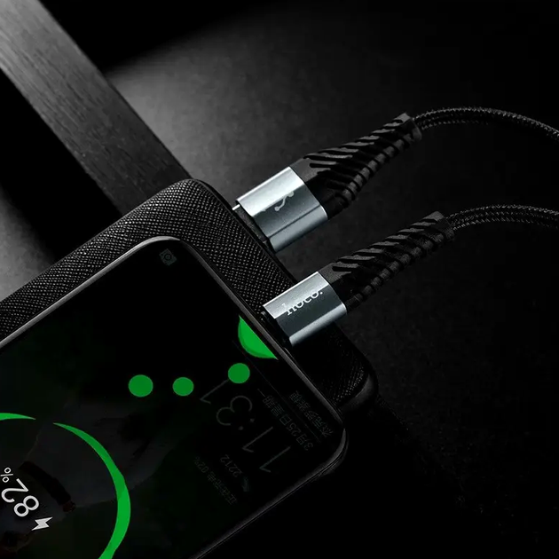 Кабель Hoco X38 Micro USB для заряджання та передавання даних міцний обплетений 1 м чорний 2.4А - Фото 9 Кабель Hoco X38 Micro USB для заряджання та передавання даних міцний обплетений 1 м чорний 2.4А - зображення 9
