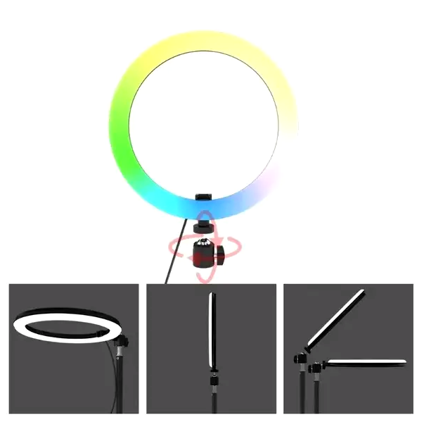 Кільцева RGB лампа 45 см MJ18 для відеознімання та фото з дистанційним керуванням багатобарвне освітлення - зображення 8