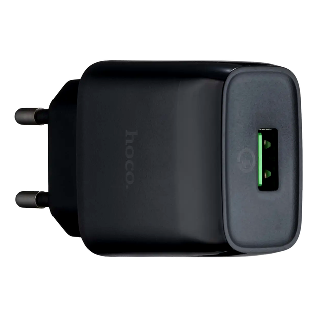 Мережевий зарядний пристрій Hoco C72Q Glorious QC3.0 для смартфонів і планшетів з одним USB-портом 18 Вт чорний - Фото 1 Мережевий зарядний пристрій Hoco C72Q Glorious QC3.0 для смартфонів і планшетів з одним USB-портом 18 Вт чорний - зображення 1