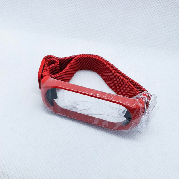 Ремешок Миланская Петля для Mi Band 7 красный из нержавеющей стали для стильного ношения и защиты устройства - изображение 2