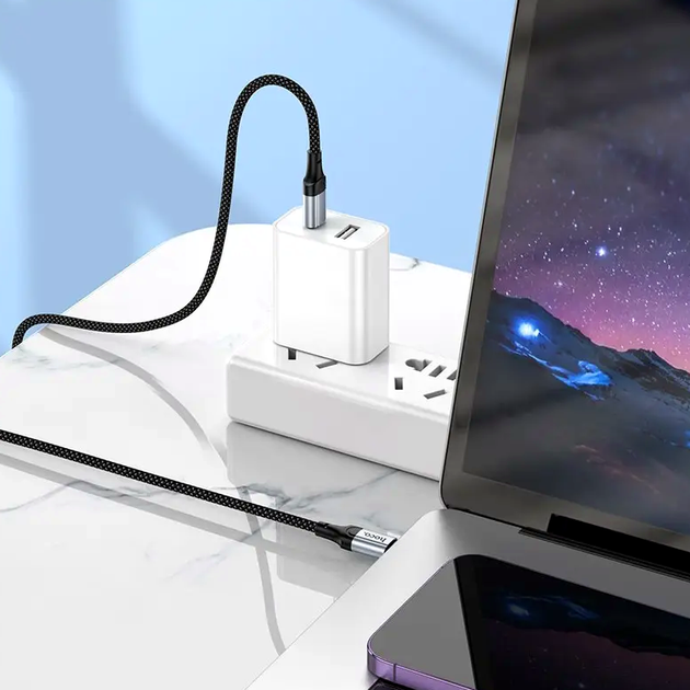 Кабель Hoco X102 Fresh Type-C для зарядки и передачи данных 60W черный 1м с текстильной оплеткой 3А - Фото 7 Кабель Hoco X102 Fresh Type-C для зарядки и передачи данных 60W черный 1м с текстильной оплеткой 3А - изображение 7