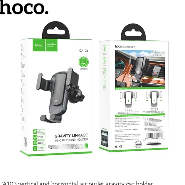 Автомобільний тримач Hoco CA103 універсальний для смартфонів 4.5-7 дюймів на дефлектор із гравітаційним механізмом - зображення 10