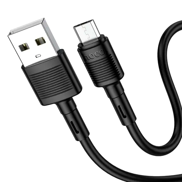 Кабель Hoco X83 Micro USB для зарядки и передачи данных черный 1 метр 2.4 А гибкий и прочный - изображение 4