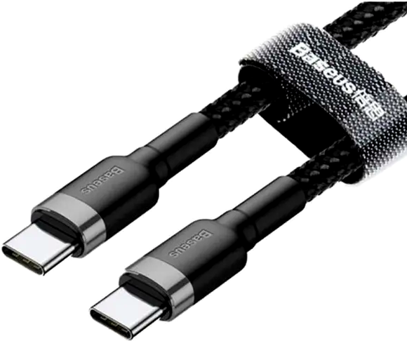 Кабель Baseus Cafule Type-C 60W для швидкого заряджання та передавання даних завдовжки 2 метри сірий чорний - Фото 2 Кабель Baseus Cafule Type-C 60W для швидкого заряджання та передавання даних завдовжки 2 метри сірий чорний - зображення 2
