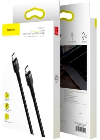 Кабель Baseus Cafule Type-C 60W для швидкого заряджання та передавання даних завдовжки 2 метри сірий чорний - Фото 3 Кабель Baseus Cafule Type-C 60W для швидкого заряджання та передавання даних завдовжки 2 метри сірий чорний - зображення 3