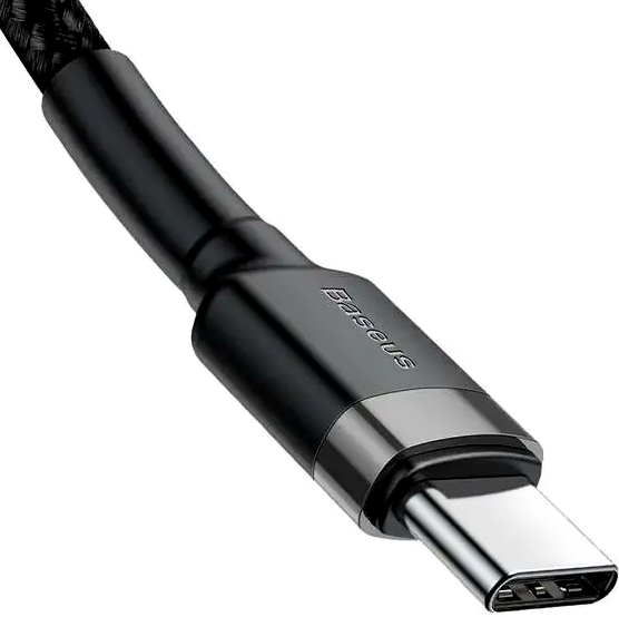 Кабель Baseus Cafule Type-C 60W для швидкого заряджання та передавання даних завдовжки 2 метри сірий чорний - Фото 4 Кабель Baseus Cafule Type-C 60W для швидкого заряджання та передавання даних завдовжки 2 метри сірий чорний - зображення 4