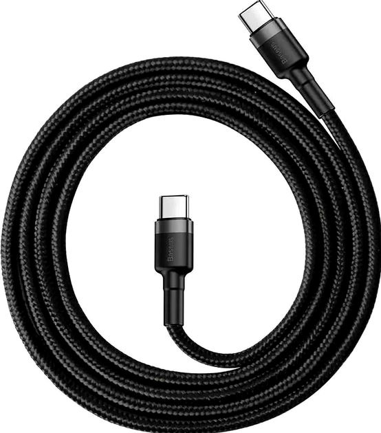 Кабель Baseus Cafule Type-C 60W для швидкого заряджання та передавання даних завдовжки 2 метри сірий чорний - Фото 6 Кабель Baseus Cafule Type-C 60W для швидкого заряджання та передавання даних завдовжки 2 метри сірий чорний - зображення 6