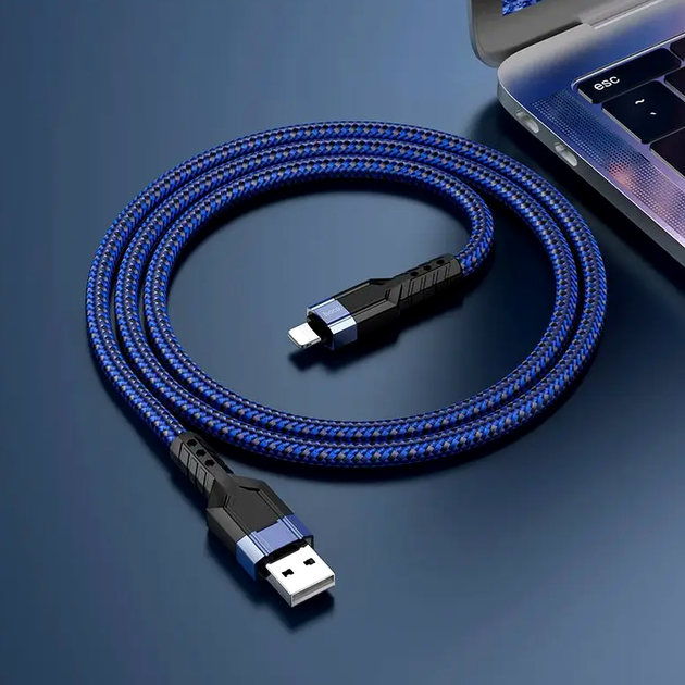Кабель Hoco U110 Lightning зарядний для iPhone iPad швидкого передавання даних довжина 1 2 м чорний - зображення 9
