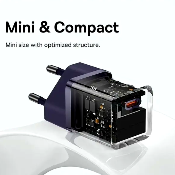 Мережевий зарядний пристрій Baseus GaN5 20 W USB Type-C для швидкого заряджання смартфонів і планшетів - зображення 8