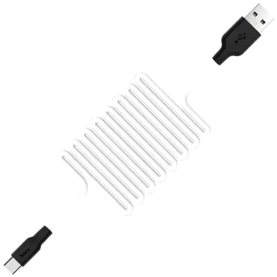 Кабель Hoco X21 Plus силіконовий для заряджання Type-C 1 м чорний і білий із затискачем для зручності використання - зображення 3