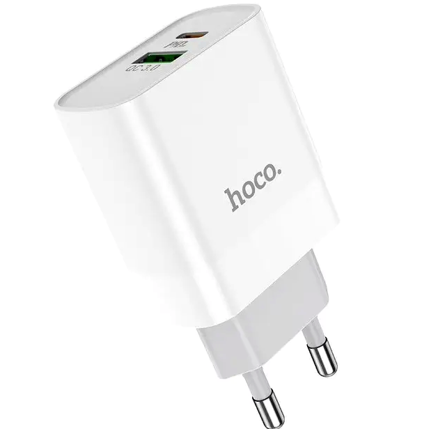 Мережевий зарядний пристрій Hoco C80A PD 20W QC3.0 для смартфонів швидкий і безпечний зарядний пристрій із двома портами - Фото 4 Мережевий зарядний пристрій Hoco C80A PD 20W QC3.0 для смартфонів швидкий і безпечний зарядний пристрій із двома портами - зображення 4