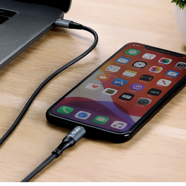 Кабель Hoco UPA22 Lightning для подключения iPhone iPad к наушникам и колонкам 1 метр черный силиконовый аудио кабель - изображение 9