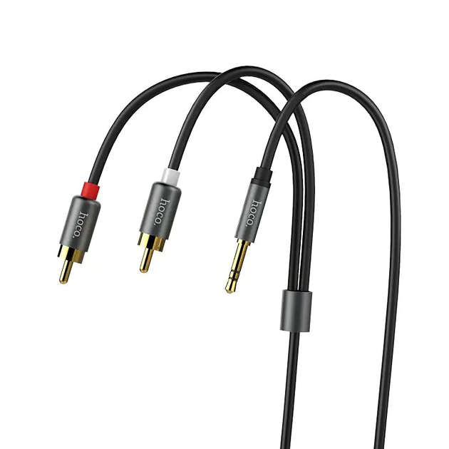 Кабель Hoco UPA10 RCA 3.5 mm аудіокабель для під'єднання музики з позолоченими конекторами сірий - зображення 4