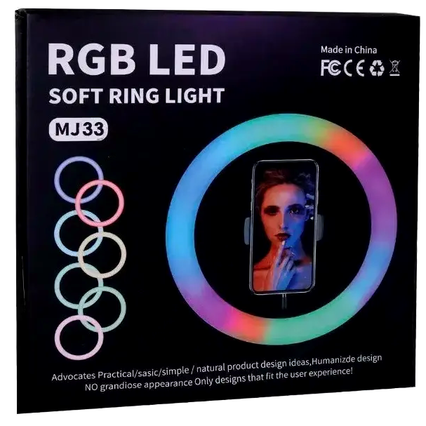 Кольцевая RGB лампа MJ33 черная для фотосъемки и видеоблогинга с пультом управления диаметром 33 см - Фото 9 Кольцевая RGB лампа MJ33 черная для фотосъемки и видеоблогинга с пультом управления диаметром 33 см - изображение 9