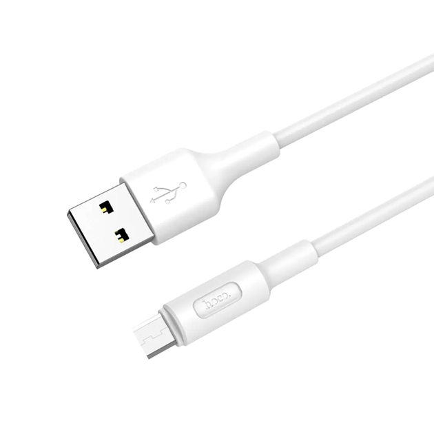 Кабель Hoco X25 Micro USB білий для швидкого заряджання та передавання даних із силою струму 2 А 1 м - Фото 1 Кабель Hoco X25 Micro USB білий для швидкого заряджання та передавання даних із силою струму 2 А 1 м - зображення 1