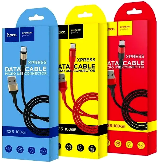 Кабель Hoco X26 Micro USB для быстрой зарядки и передачи данных черный с золотым 1 метр 2A - Фото 8 Кабель Hoco X26 Micro USB для быстрой зарядки и передачи данных черный с золотым 1 метр 2A - изображение 8