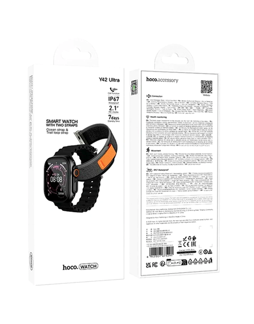 Смарт-часы Hoco Y42 Ultra Black с Bluetooth вызовами для отслеживания активности и управления уведомлениями - изображение 2