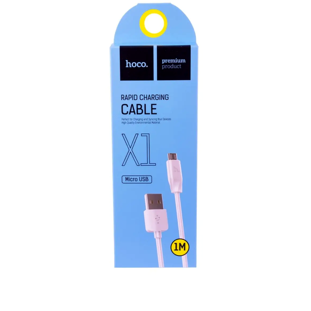 Кабель Hoco X1 Micro USB для зарядки и передачи данных с током 2.4А длина 1м белый износостойкий TPE - изображение 2