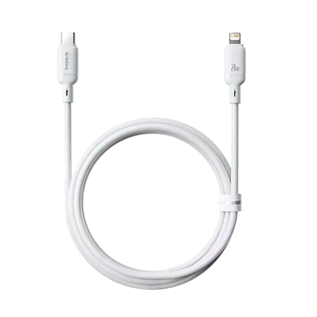 Кабель Baseus Silky Series Type-C Lightning для швидкого заряджання 20W і передавання даних 1 м білий - зображення 3