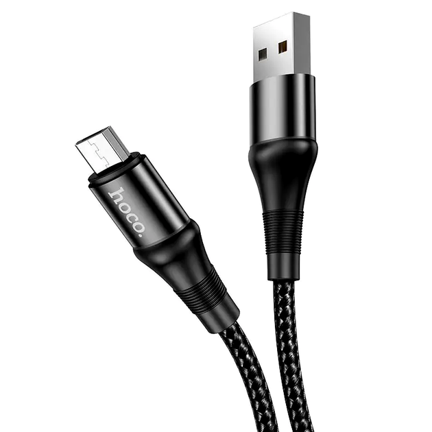 Кабель Hoco X50 Micro USB для зарядки и передачи данных с током 2.4A длиной 1м черный - Фото 1 Кабель Hoco X50 Micro USB для зарядки и передачи данных с током 2.4A длиной 1м черный - изображение 1