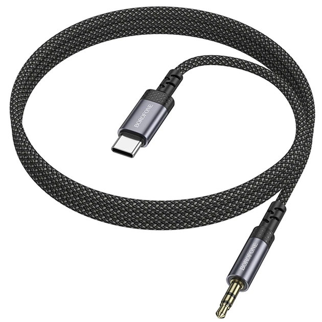 Аудіо кабель Aux Borofone BL24 Graceful Type-C to AUX 3.5mm) (1m) (Metal grey) (258068) - Фото 7 Аудіо кабель Aux Borofone BL24 Graceful Type-C to AUX 3.5mm) (1m) (Metal grey) (258068) - зображення 7