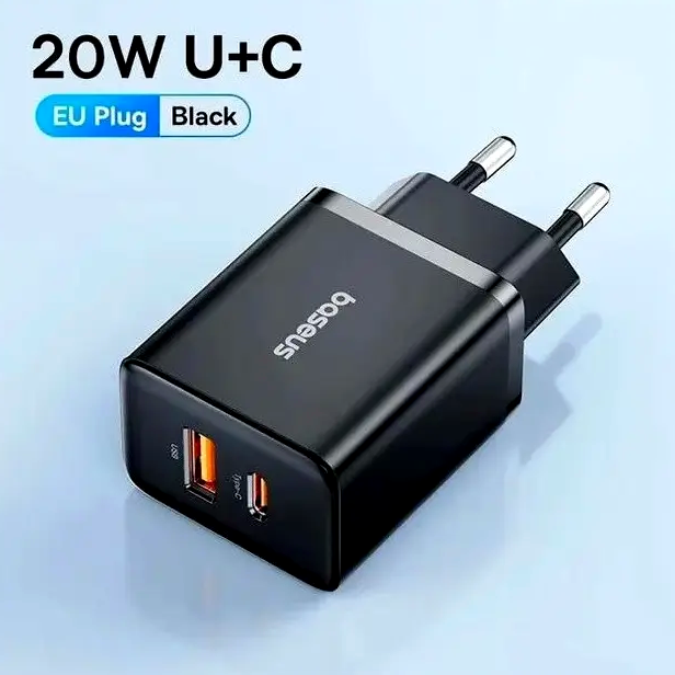 Сетевое зарядное устройство Baseus Compact Quick Charger 20W USB Type-C и USB Type-A для быстрой зарядки смартфонов и планшетов - изображение 10