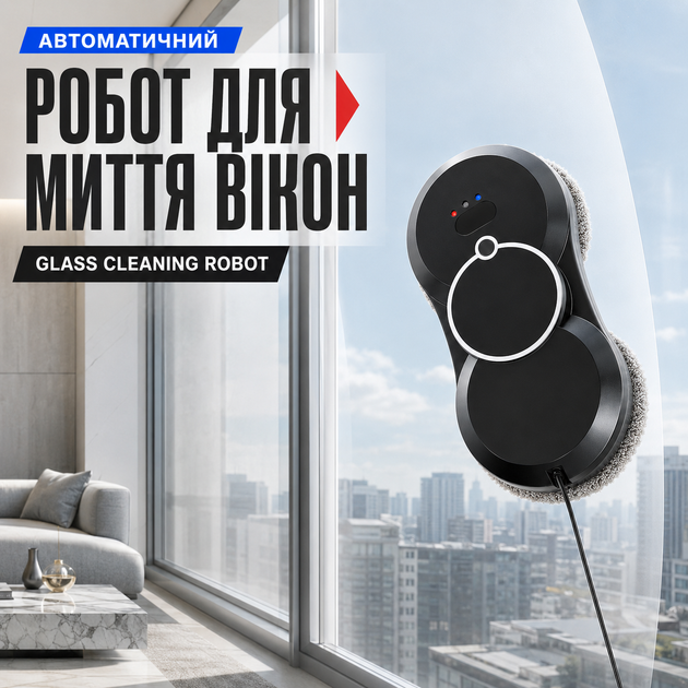 Автоматичний робот для миття вікон Glass Cleaning Robot для очищення скла, дзеркал, вітрин і скляних поверхонь - Фото 2 Автоматичний робот для миття вікон Glass Cleaning Robot для очищення скла, дзеркал, вітрин і скляних поверхонь - зображення 2