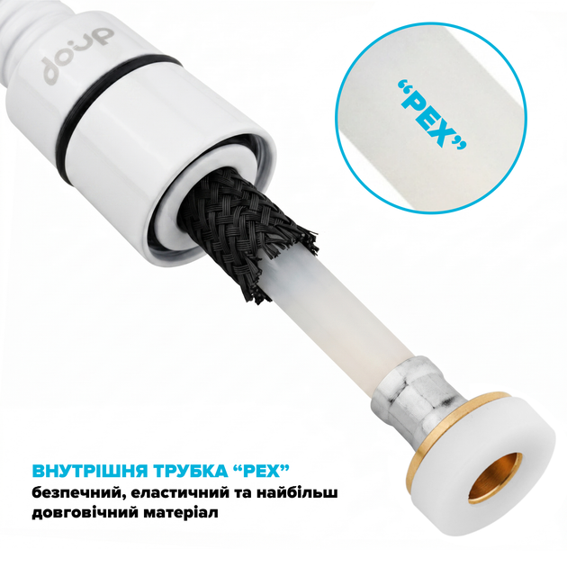 Шланг для душа DROP SH-HM175-PRM-WHT - из нержавеющей стали с двойным Анти-Твистом 175 см белый - изображение 4
