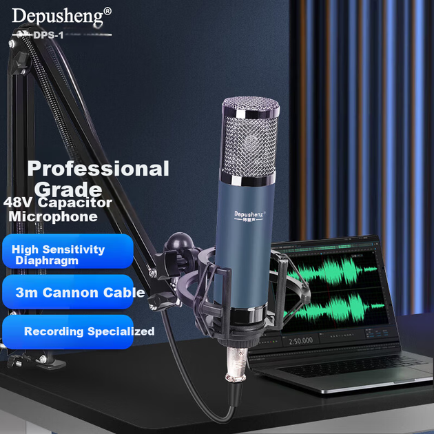 Микрофон конденсаторный Depusheng V11 студийный для записи, стриминга и караоке, 48 В - изображение 4