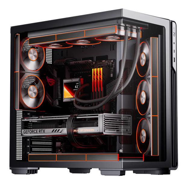 Корпус Aigo Starry Sky игровой ATX с поддержкой водяного охлаждения 360 мм, черный - изображение 4