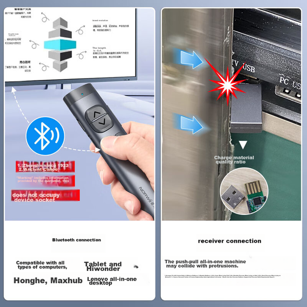 Лазерна указка NORWII з Bluetooth PPT ручкою для перегортання сторінок для вчителів, ручка дистанційного керування для білої дошки Seewo LED LCD-екран телевізора в класі All-In N97s з двома головками, зелене світло - Фото 5 Лазерна указка NORWII з Bluetooth PPT ручкою для перегортання сторінок для вчителів, ручка дистанційного керування для білої дошки Seewo LED LCD-екран телевізора в класі All-In N97s з двома головками, зелене світло - изображение 5