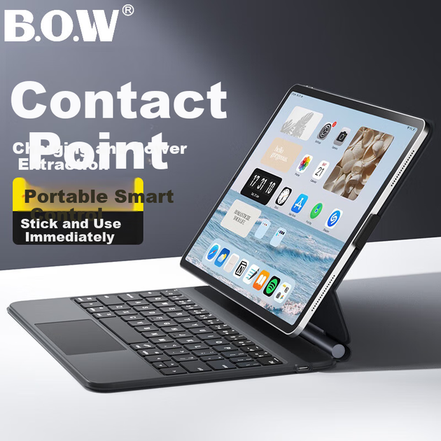 Новая клавиатура BOW Hangshi HA354 2025 Magic Keyboard для iPad 9-го поколения, совместимая с Apple Air 5/4, магнитный защитный чехол, встроенная пятиуровневая подсветка, черная. - изображение 12