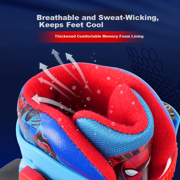 Роликовые коньки детские Disney Spiderman с подсветкой для начинающих - изображение 8