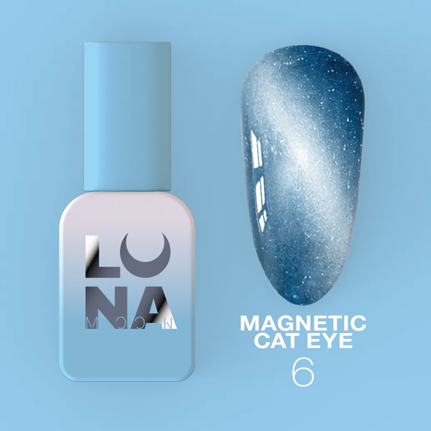 Гель-лак "Кошачий глаз" LunaMoon Magnetic Cat Eye №6, 8 мл для маникюра и педикюра - Фото 1 Гель-лак "Кошачий глаз" LunaMoon Magnetic Cat Eye №6, 8 мл для маникюра и педикюра - изображение 1