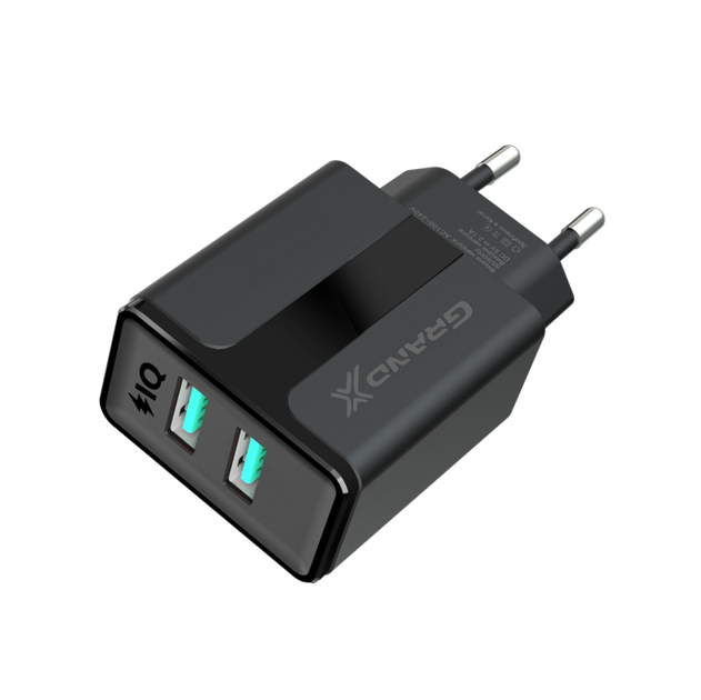 Сетевое зарядное устройство Grand-X (2xUSB 2.1A) Black (CH-15B) - изображение 4