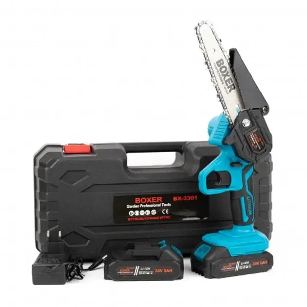 Аккумуляторная цепная пила Boxer BX3301 21 В 2 аккумулятора шина 15 см мини пила для обрезки деревьев веток и дров - Фото 6 Аккумуляторная цепная пила Boxer BX3301 21 В 2 аккумулятора шина 15 см мини пила для обрезки деревьев веток и дров - изображение 6