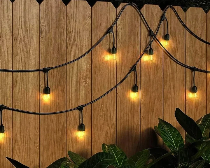 Садовая гирлянда 10 м с 10 LED-лампами E27 теплого белого света IP44 черная - Фото 15 Садовая гирлянда 10 м с 10 LED-лампами E27 теплого белого света IP44 черная - изображение 15
