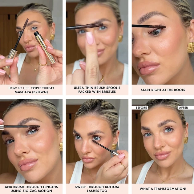 Тушь для ресниц Iconic London Triple Threat Mascara Brown коричневая 9ml - изображение 2
