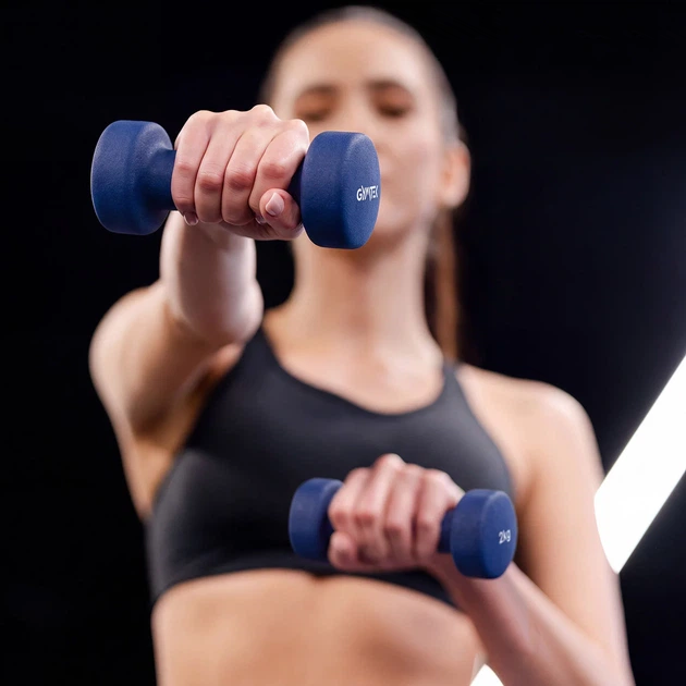 Гантелі для фітнесу неопренові Gymtek G-66545 2 х 2 кг Темно-сині (5907766665458) - зображення 8