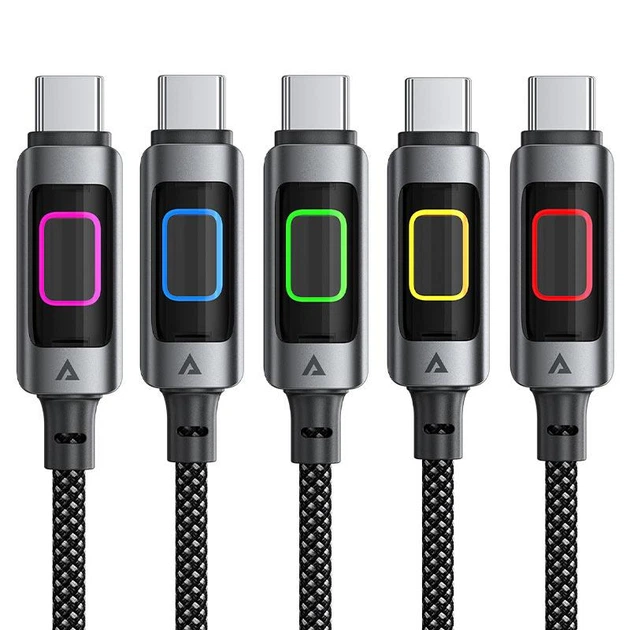 Кабель ACEFAST C21-03, Type-C to Type-C, 60W, 1.2m, Nylon, Aluminum Alloy connectors, Black - Фото 6 Кабель ACEFAST C21-03, Type-C to Type-C, 60W, 1.2m, Nylon, Aluminum Alloy connectors, Black - изображение 6