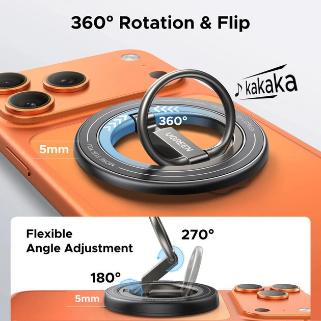 Держатель для телефона UGREEN LP945 Magnetic Phone Ring Holder - изображение 5